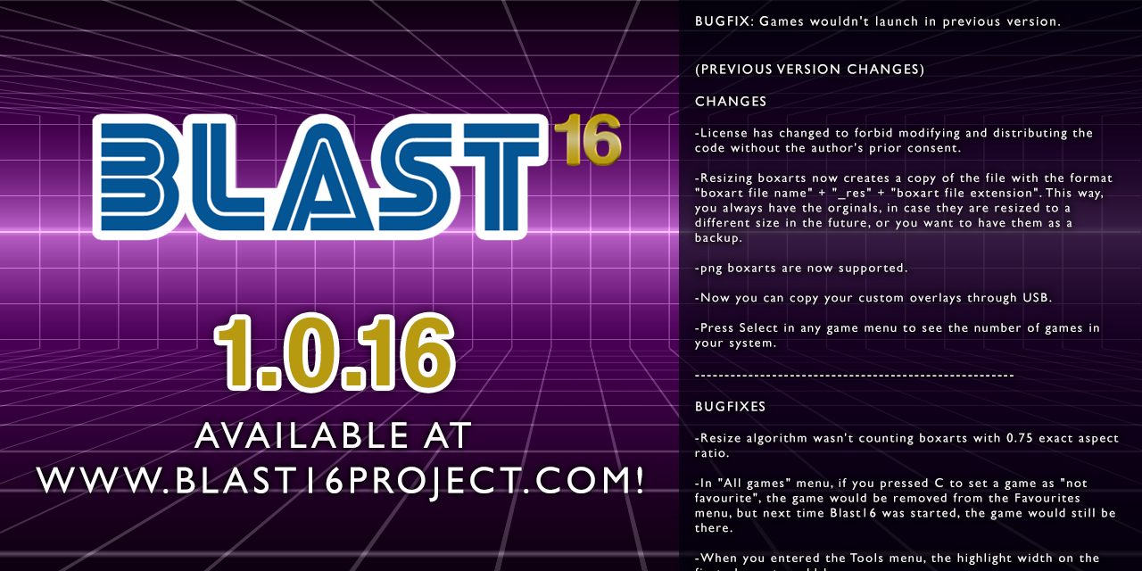Blast16 1.0.16 released - Tripware